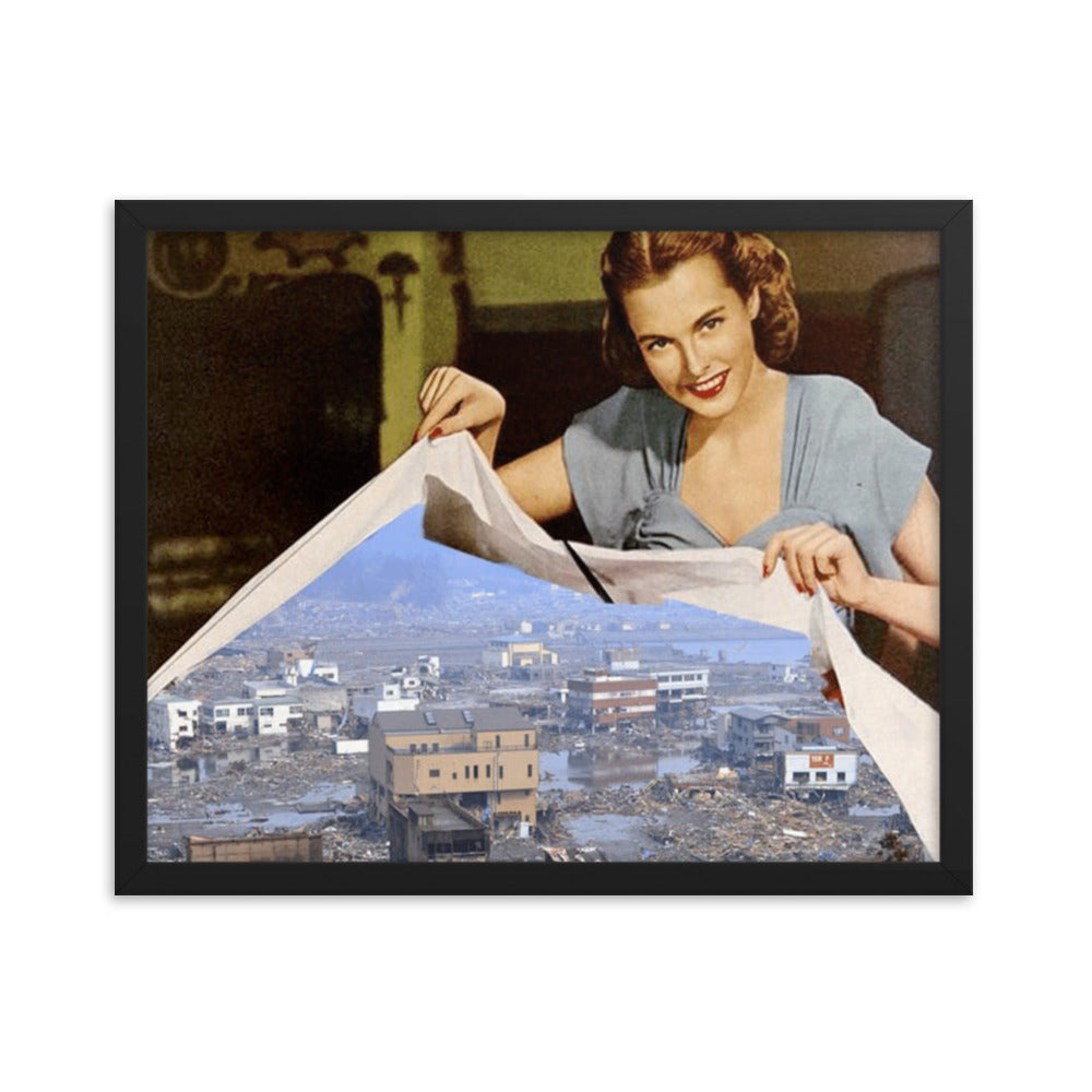 Insight into What's to Come, 2023, mixed media hand cut collage on framed paper print