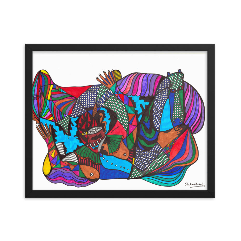 Circus, 2023, mixed media on framed paper print