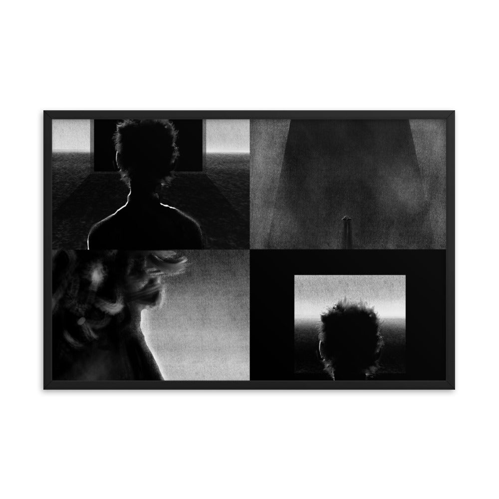 Alternate Ending, 2023, digital illustration on framed paper print
