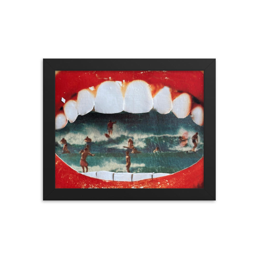 Wet Lips, 2023, analog assemblage on framed paper print