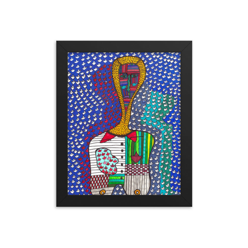 Decision, 2023, mixed media on framed paper print