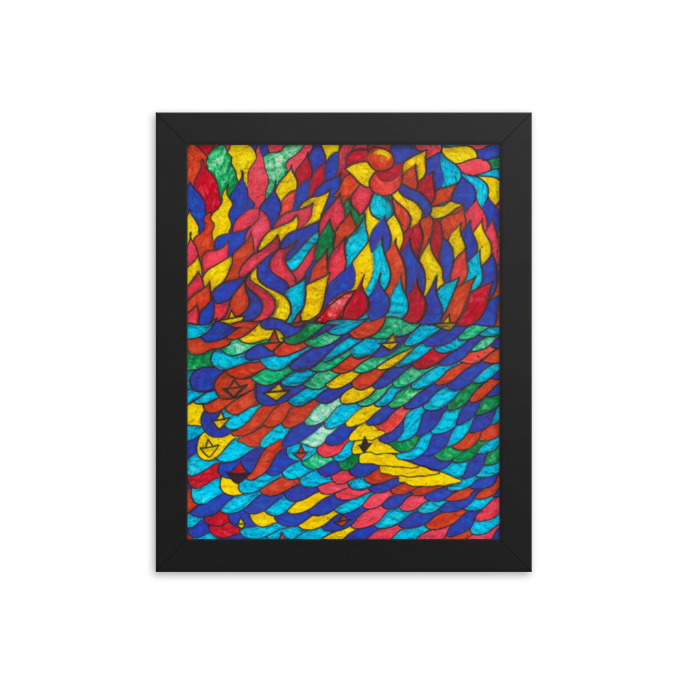 Sunrise, 2023, mixed media on framed paper print