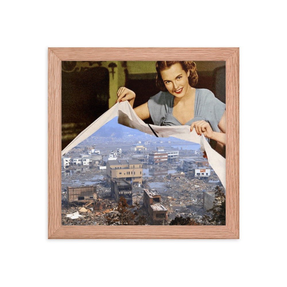 Insight into What's to Come, 2023, mixed media hand cut collage on framed paper print