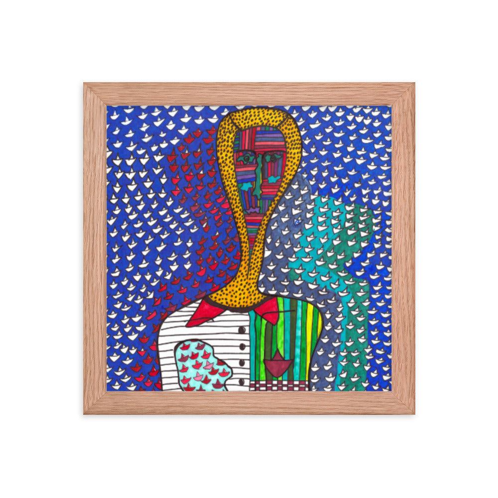 Decision, 2023, mixed media on framed paper print