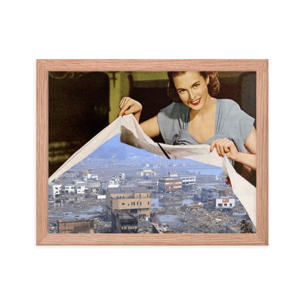 Insight into What's to Come, 2023, mixed media hand cut collage on framed paper print