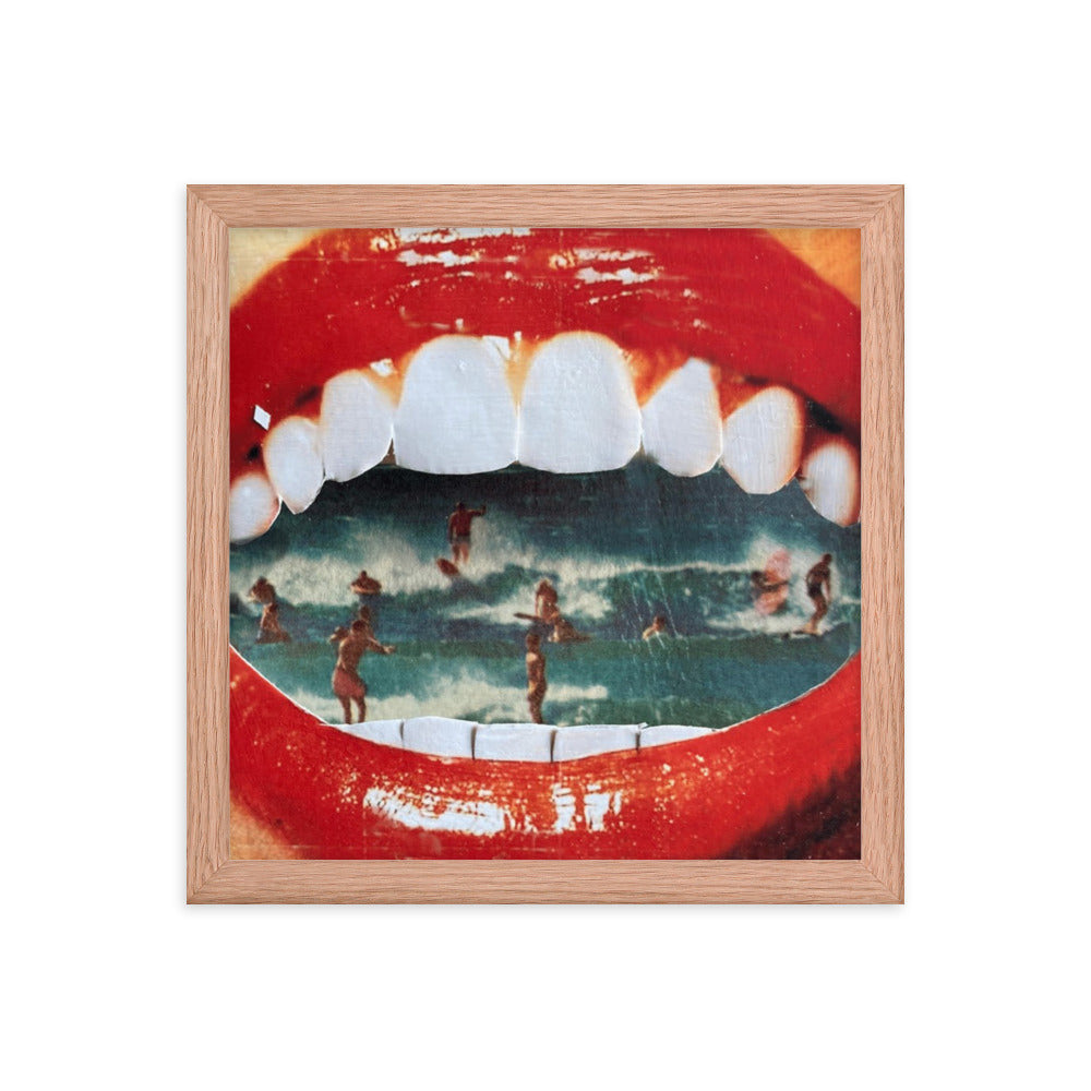 Wet Lips, 2023, analog assemblage on framed paper print