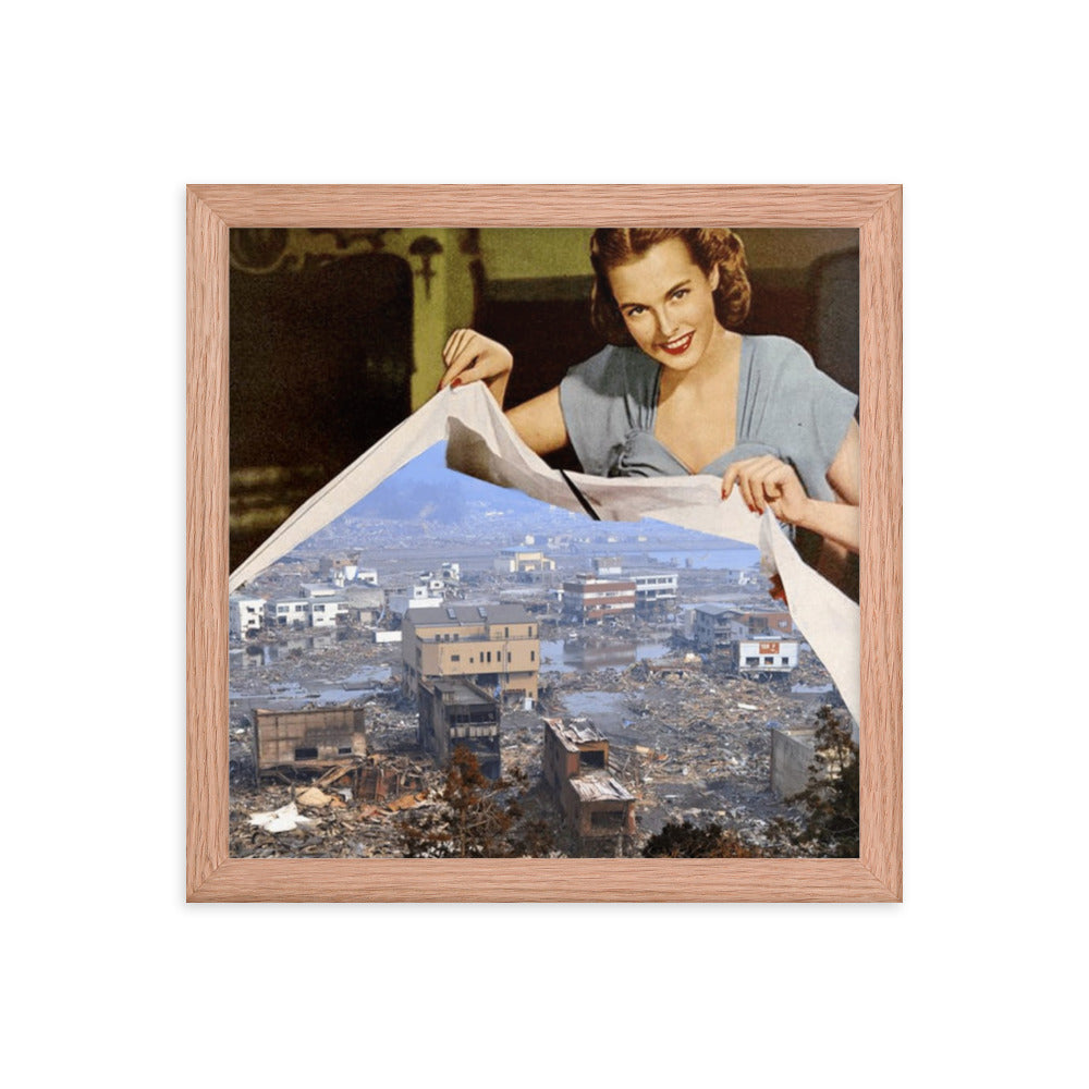 Insight into What's to Come, 2023, mixed media hand cut collage on framed paper print