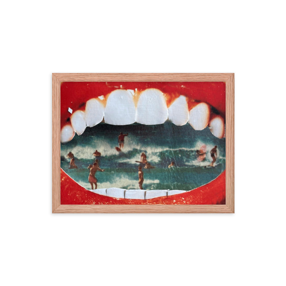 Wet Lips, 2023, analog assemblage on framed paper print