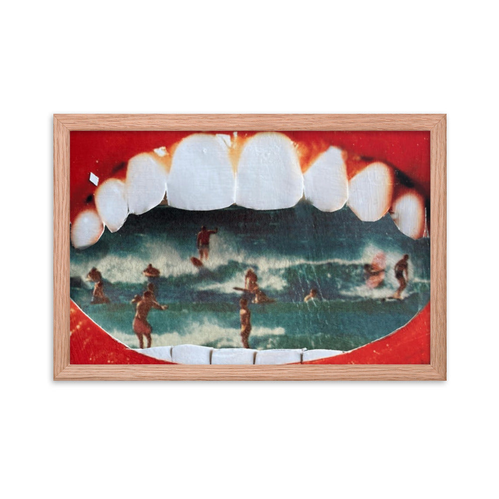 Wet Lips, 2023, analog assemblage on framed paper print
