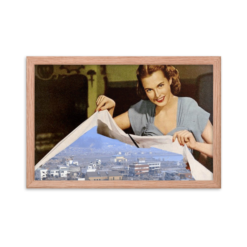 Insight into What's to Come, 2023, mixed media hand cut collage on framed paper print