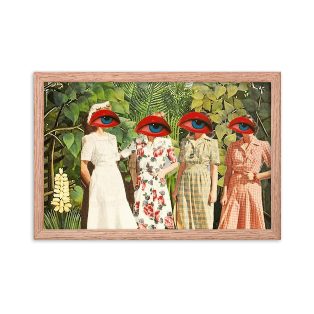 Lip Service, 2023, analog assemblage on framed paper print