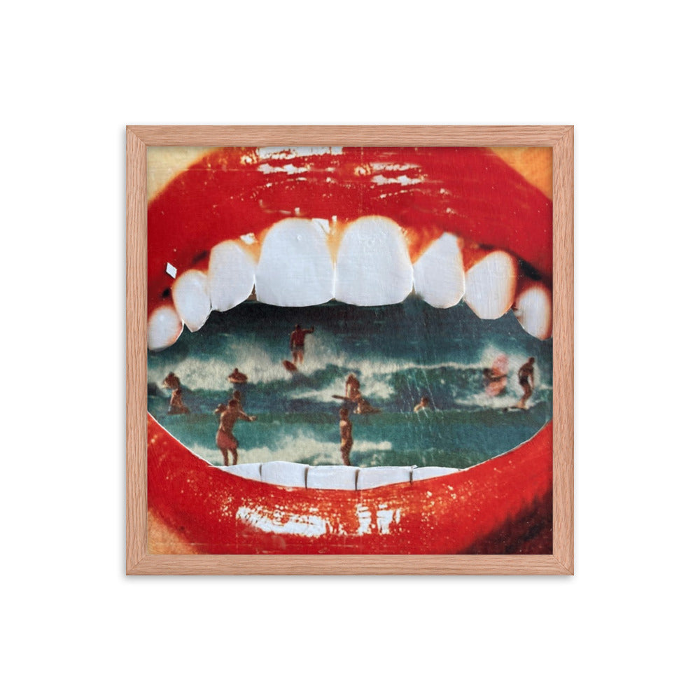 Wet Lips, 2023, analog assemblage on framed paper print