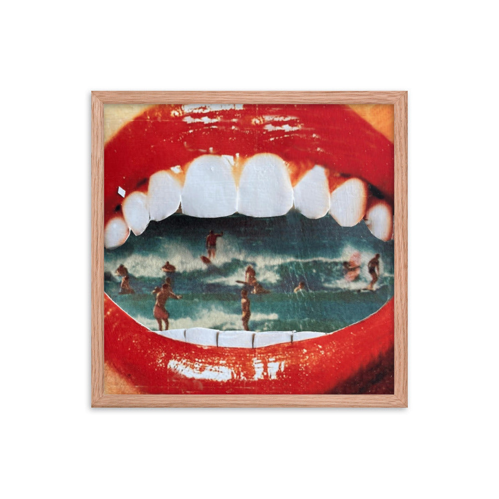 Wet Lips, 2023, analog assemblage on framed paper print