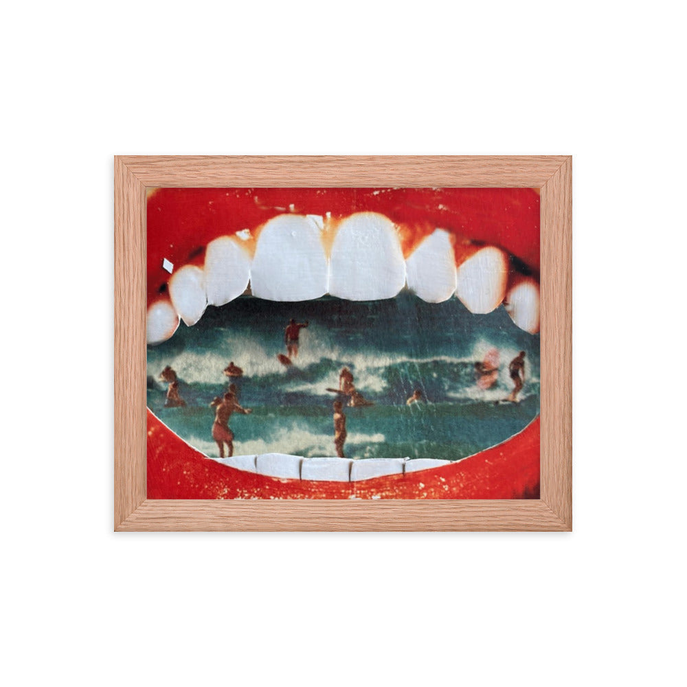 Wet Lips, 2023, analog assemblage on framed paper print