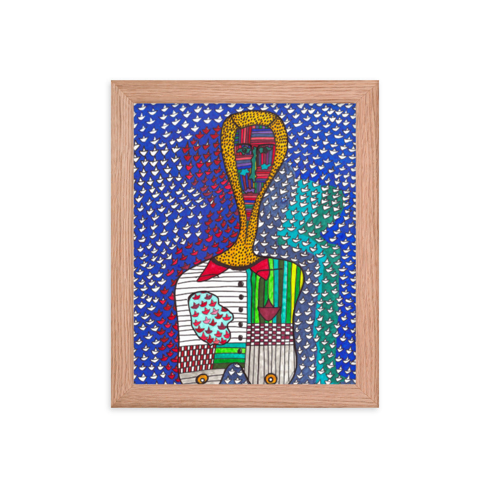 Decision, 2023, mixed media on framed paper print