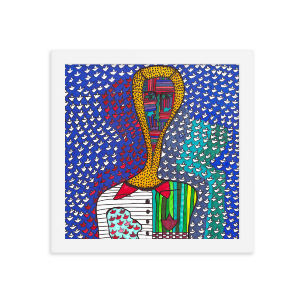 Decision, 2023, mixed media on framed paper print