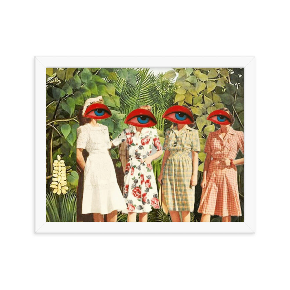 Lip Service, 2023, analog assemblage on framed paper print