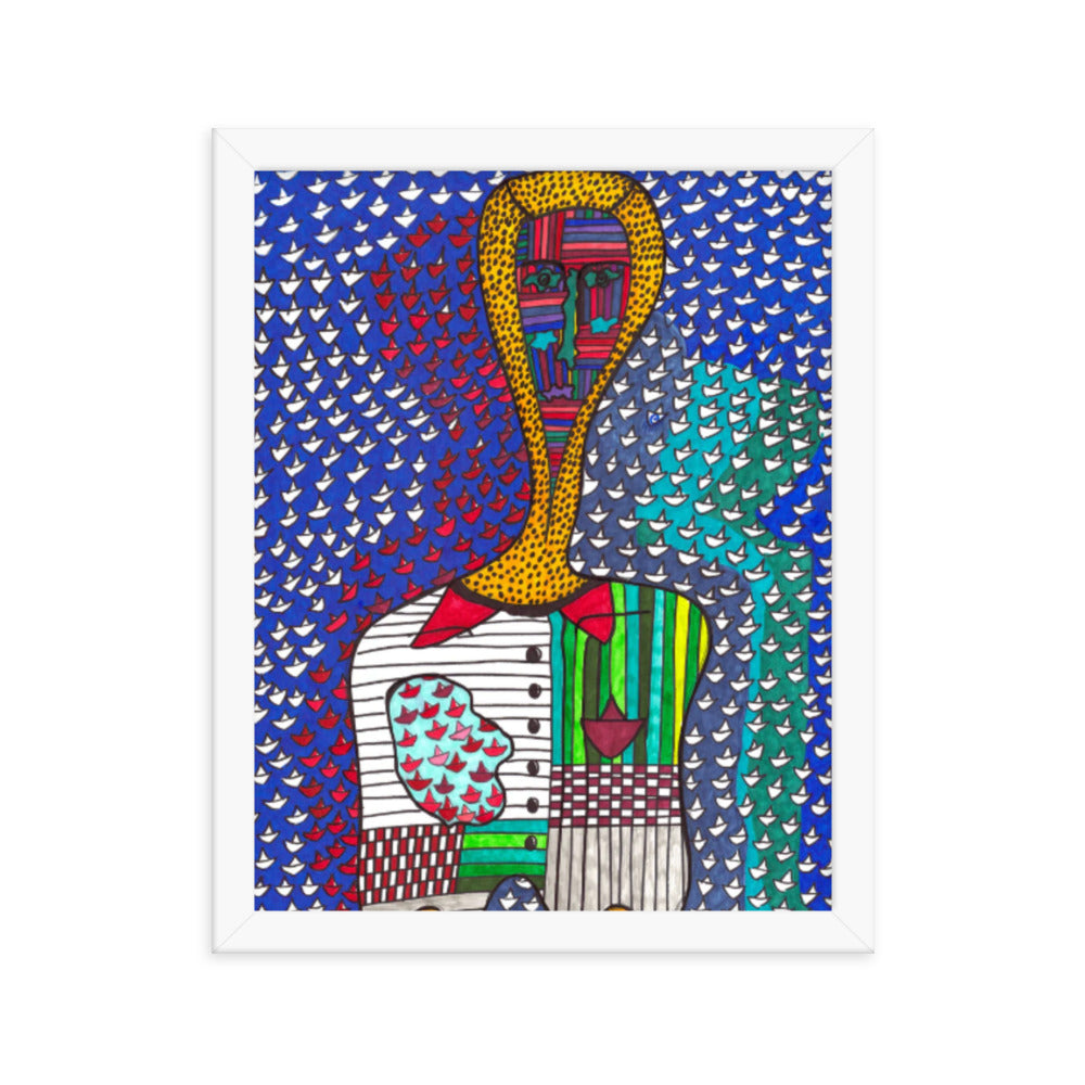 Decision, 2023, mixed media on framed paper print