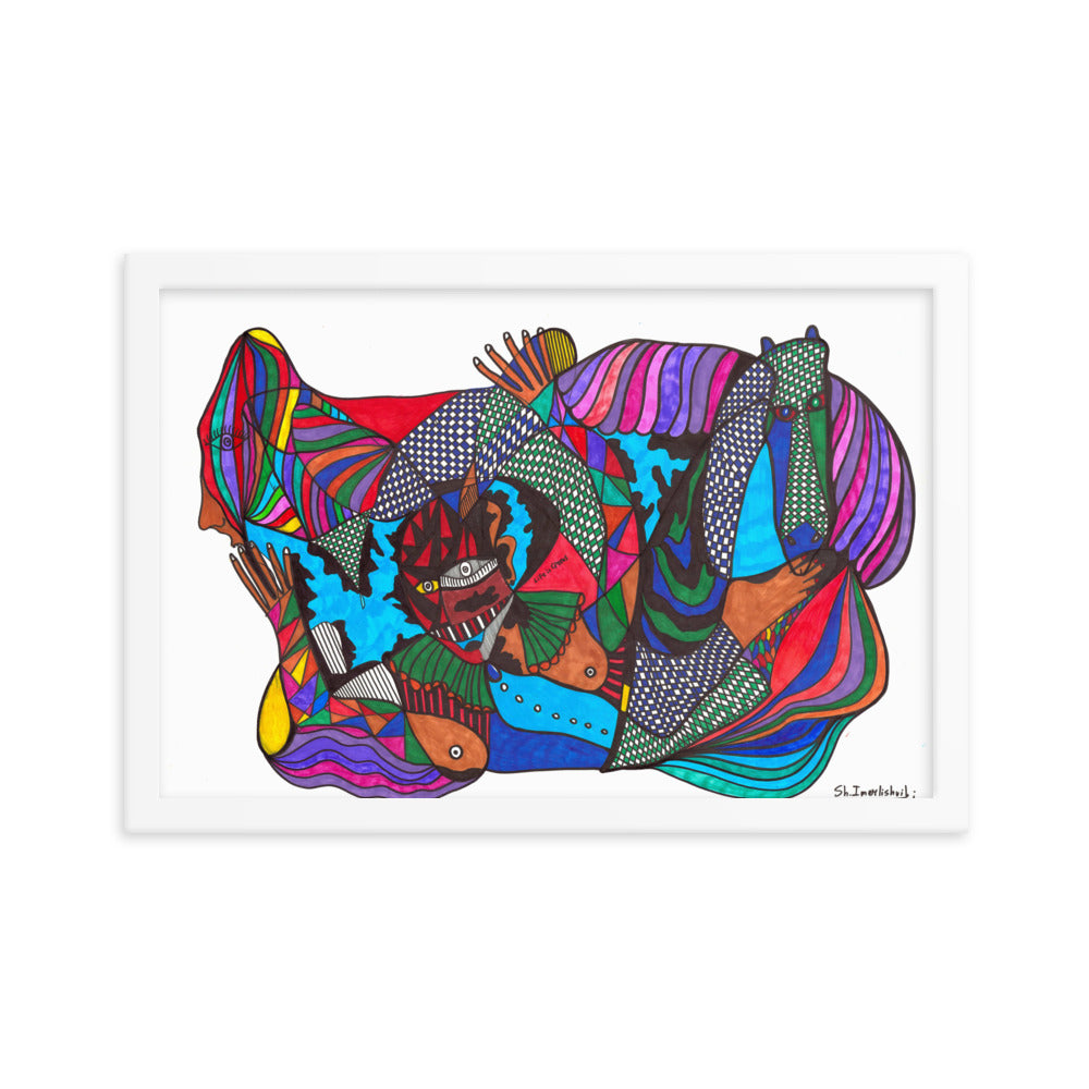 Circus, 2023, mixed media on framed paper print