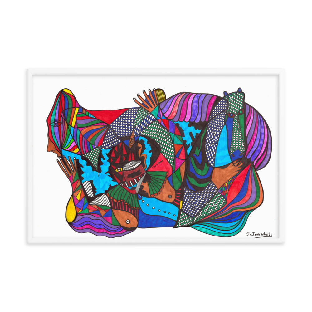 Circus, 2023, mixed media on framed paper print