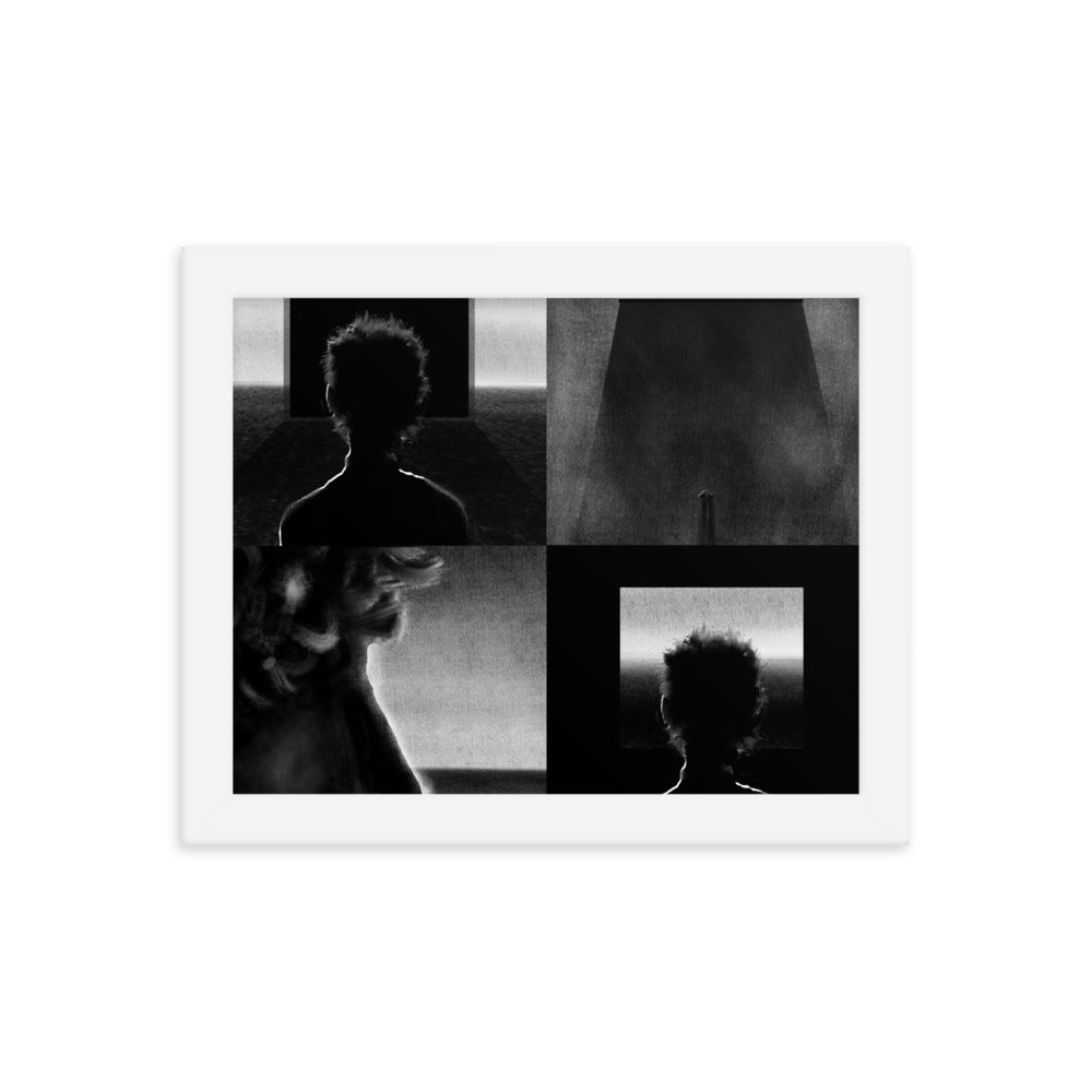 Alternate Ending, 2023, digital illustration on framed paper print