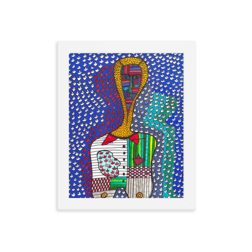 Decision, 2023, mixed media on framed paper print