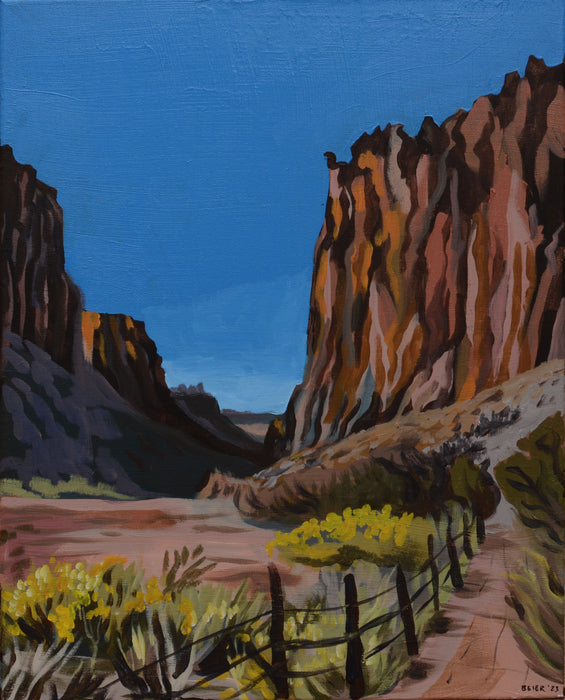 Entering Diablo Canyon, 2023, acrylic on canvas, 20 x 16 in. / 50.8 x 40.64 cm.
