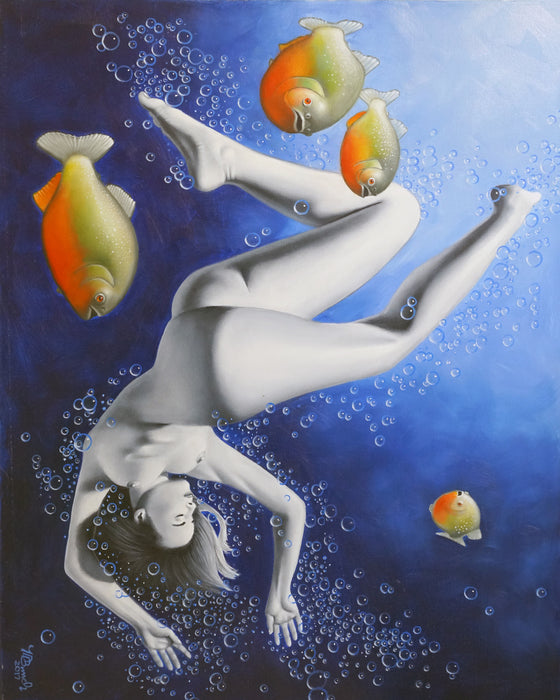 Falling to Sleep, 2017, oil on canvas, 24 x 30 in. / 60.96 x 76.2 cm.