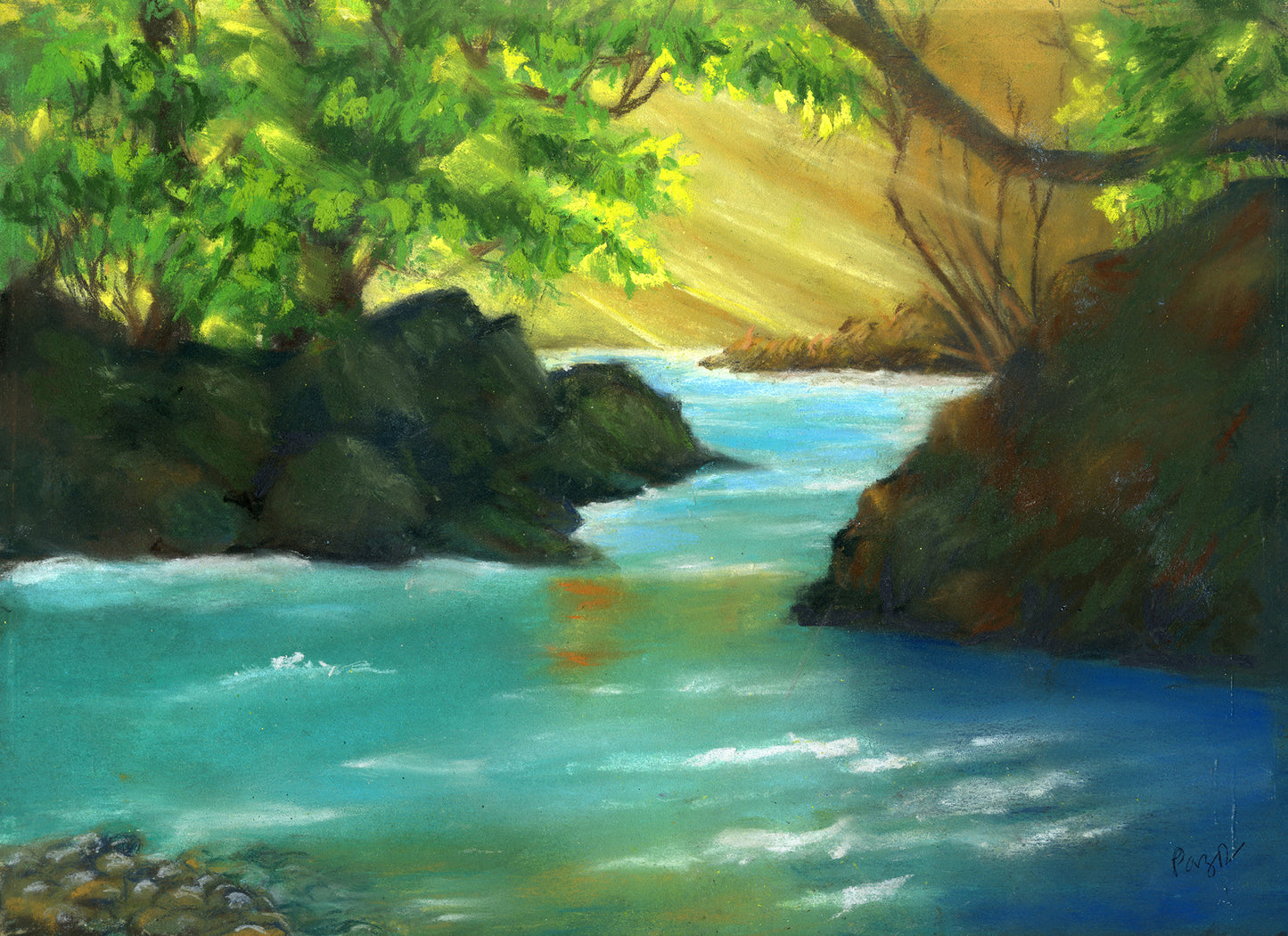 Filtered Light, 2023, soft pastel, 14 x 11 in. / 35.56 x 27.94 cm.