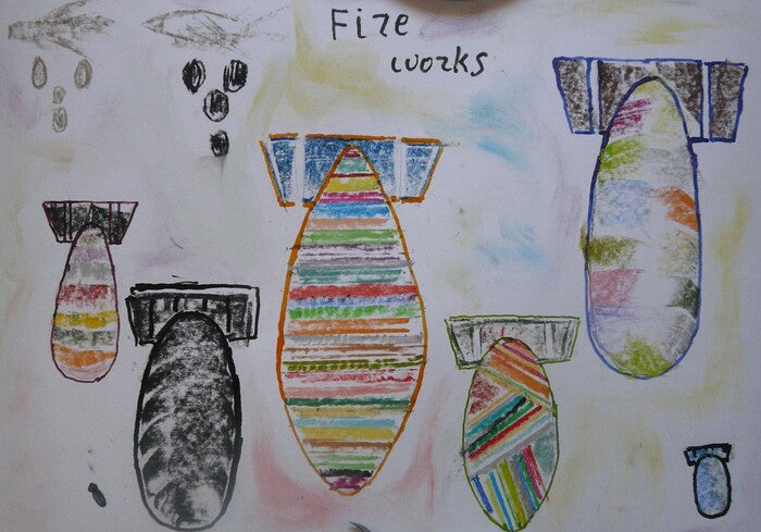 Firework, 2024, mixed media, 60 x 95 cm. / 23.6 x 37.4 in.