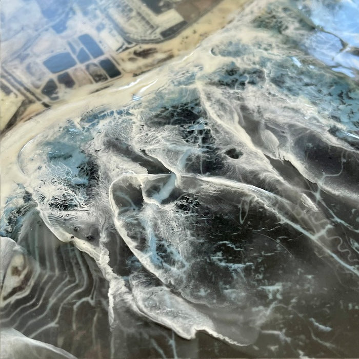 Flood, 2023, encaustic, 10 x 10 in. / 25.4 x 25.4 cm.