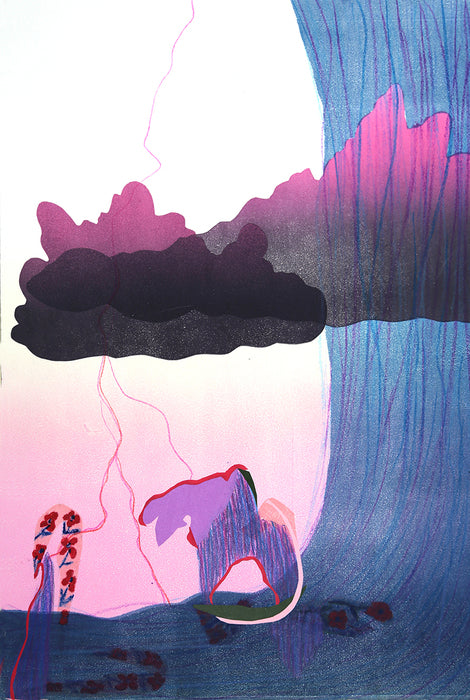 Frederic Church's Iceberg, Fragment, 2024, watercolor and oil monoprint, 15 x 22 in. / 38.1 x 55.88 cm.