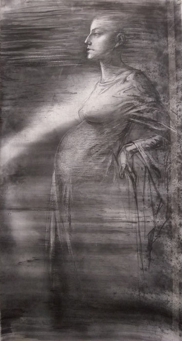 Gaea I, 2021, charcoal and soft pastels, 4 x 2 ft. / 48 x 24 in.