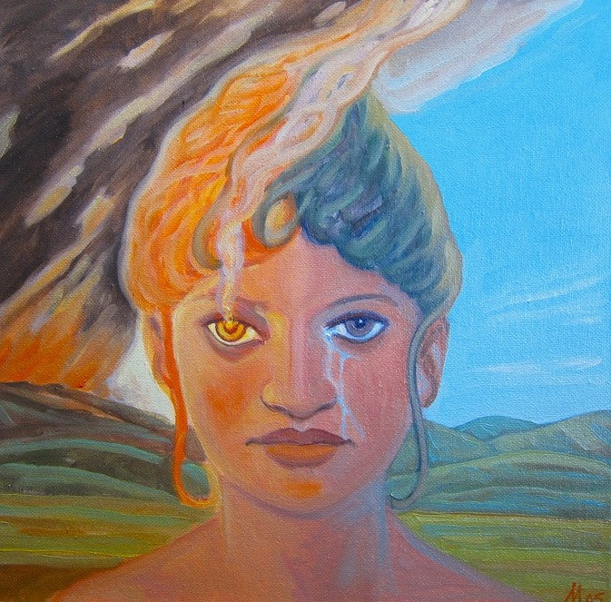 Gaia - Symbolic Study, 2022, oil on canvas, 12 x 12 in. / 30.48 x 30.48 cm.