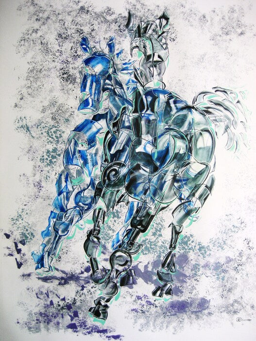 Galloping Glass, 2017, oil & acrylic, 78 x 56 in. / 198.12 x 142.24 cm.