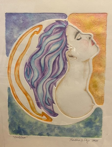 Goddess, 2021, mixed media, 23 x 19 in. / 58.42 x 48.26 cm.