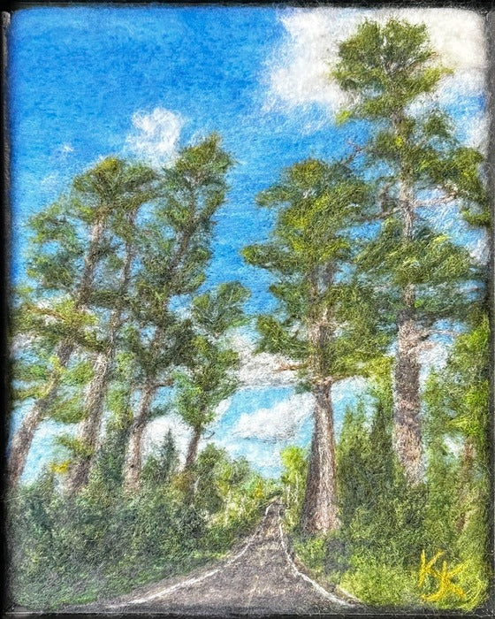 Guardians of the Gunflint, 2023, needle felting with wool fibers, 11.5 x 9.5 in. / 29.21 x 24.13 cm.
