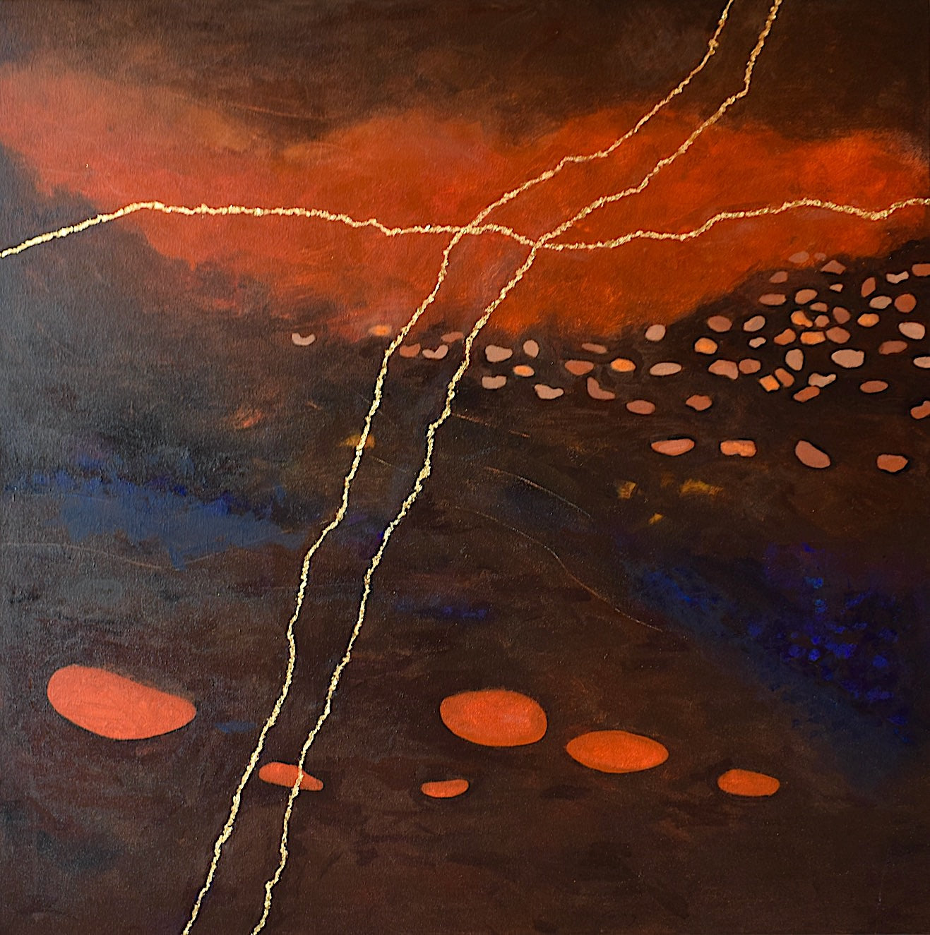 Earth's Energy Lines 3, 2024, mixed media, 36 x 36 in. / 91.44 x 91.44 cm.