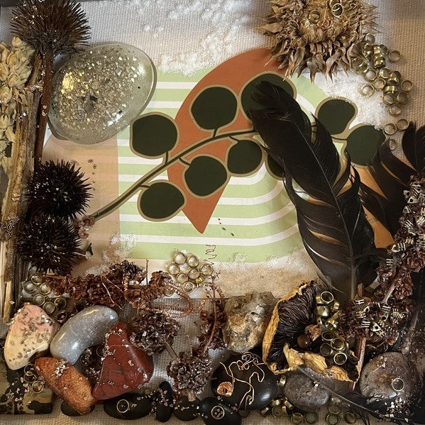 Harvest, 2024, mixed media collage, 10 x 10 in. / 25.4 x 25.4 cm.