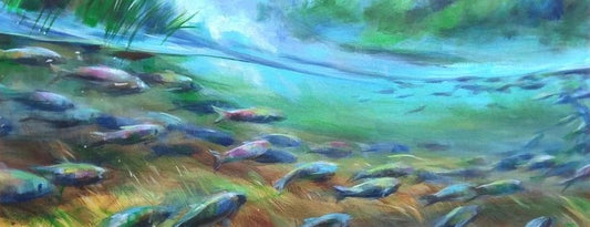 Herring School, 2019, acrylic, 10 x 30 in. / 25.4 x 76.2 cm.