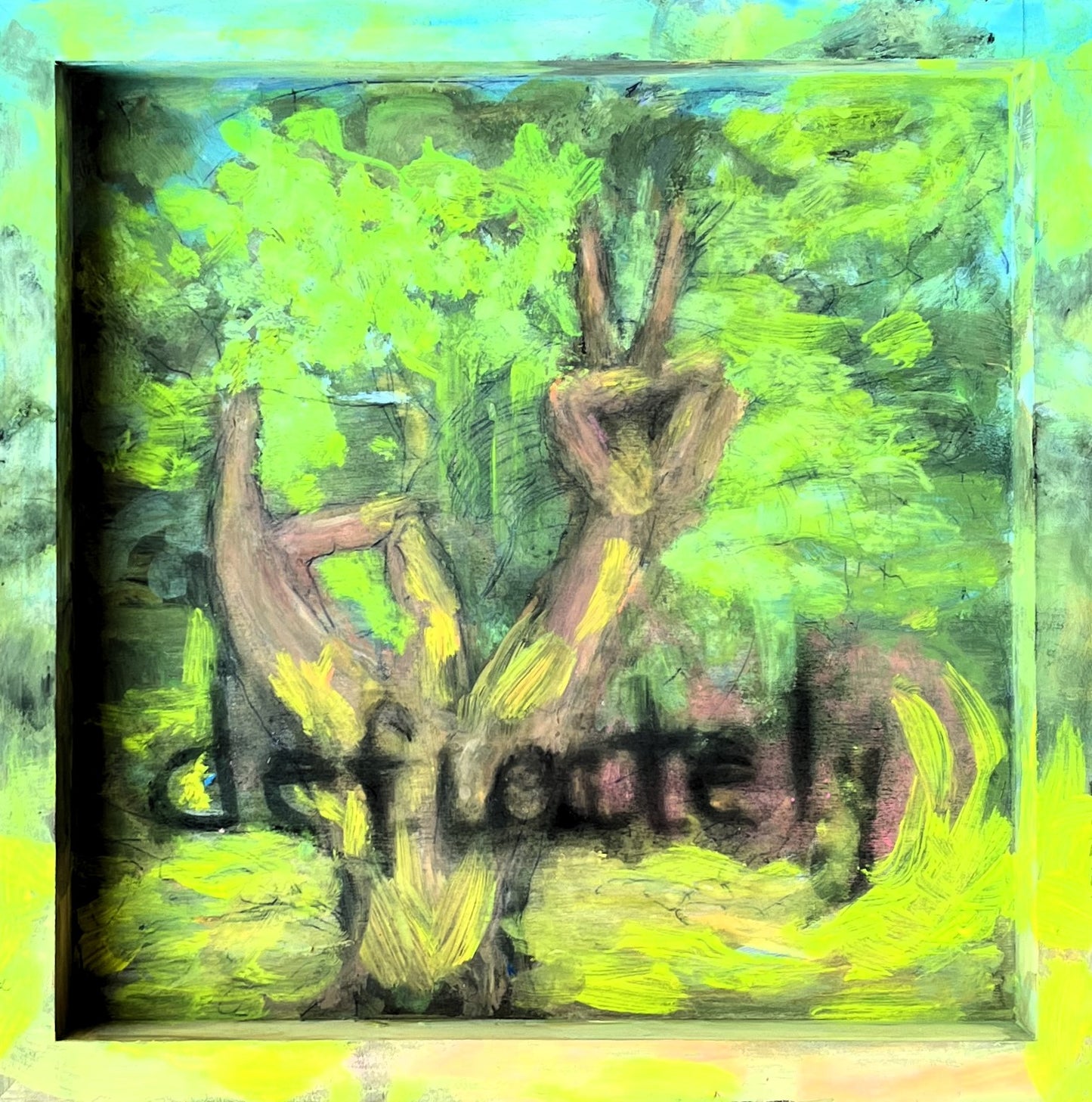 OM SHANTI PEACE, 2024, acrylic on cradled wood panel, 8 x 8 in. / 20.32 x 20.32 cm.