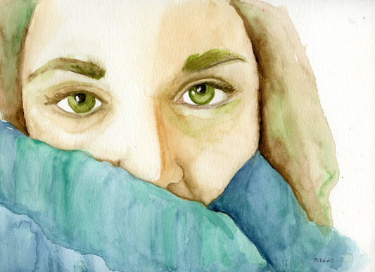 Hiding, 2022, watercolor, 11 x 15 in. / 27.94 x 38.1 cm.