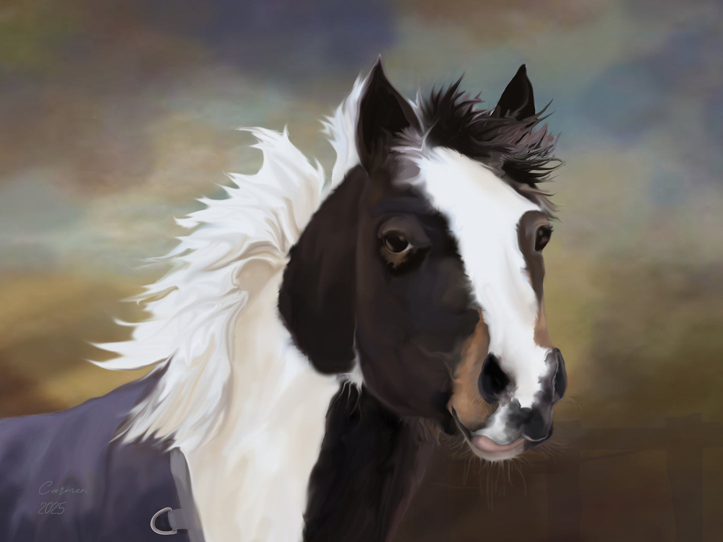 Horse Chow, 2025, graphic watercolor, 16 x 20 in. / 40.64 x 50.8 cm.