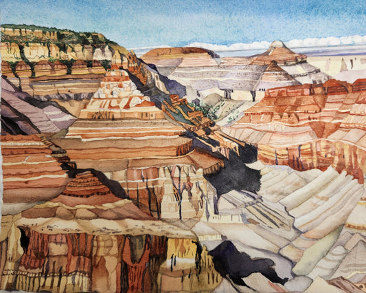 Intricate (Grand Canyon NP), 2024, watercolor, 15 x 13 in. / 38.1 x 33.02 cm.