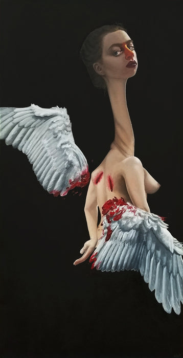 I Still See You in the Pampas Grass, 2021, oil on canvas, 36 x 18 in. / 91.44 x 45.72 cm.