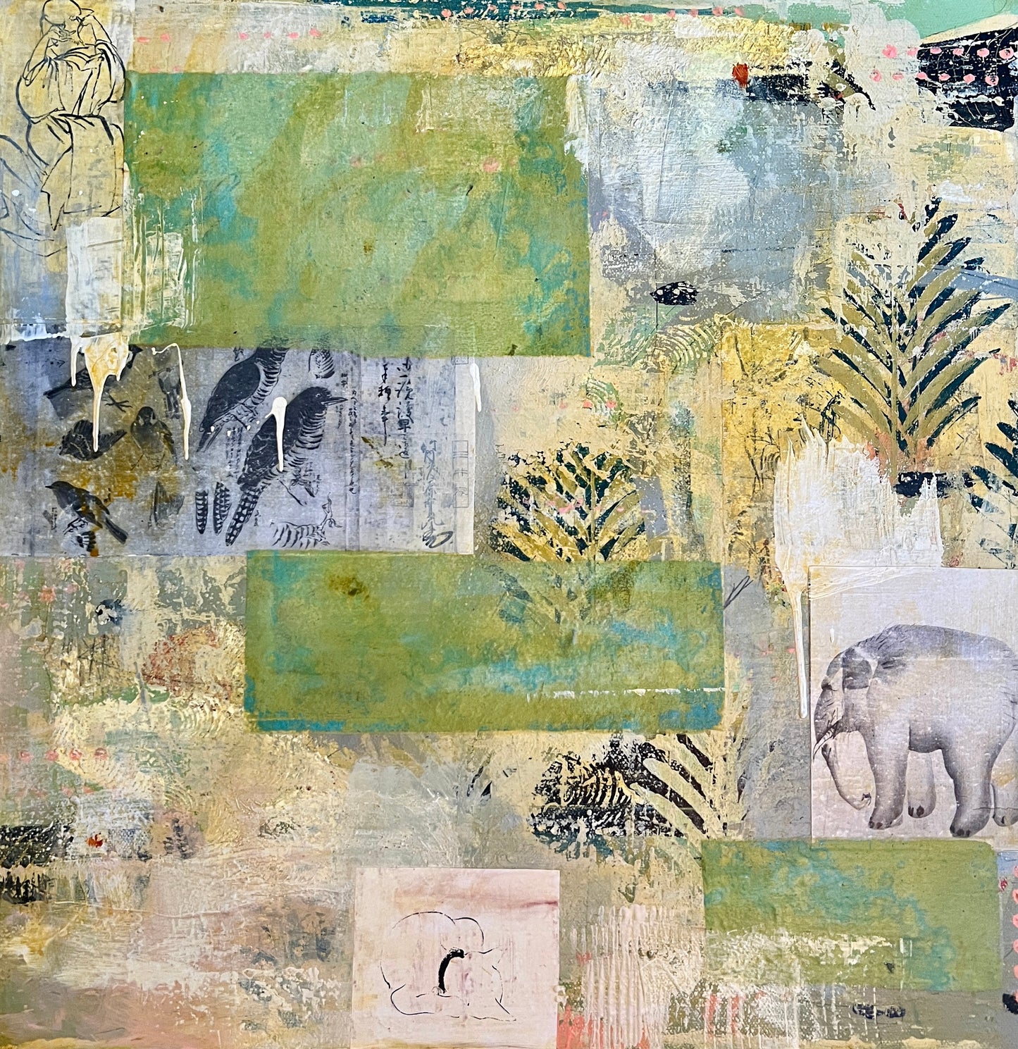 Landscape, 2024, acrylic/collage, 18 x 18 in. / 45.72 x 45.72 cm.