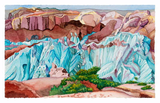 Les Angles Bleus (Canyonlands NP), 2023, watercolor, 10 x 13 in. / 25.4 x 33.02 cm.