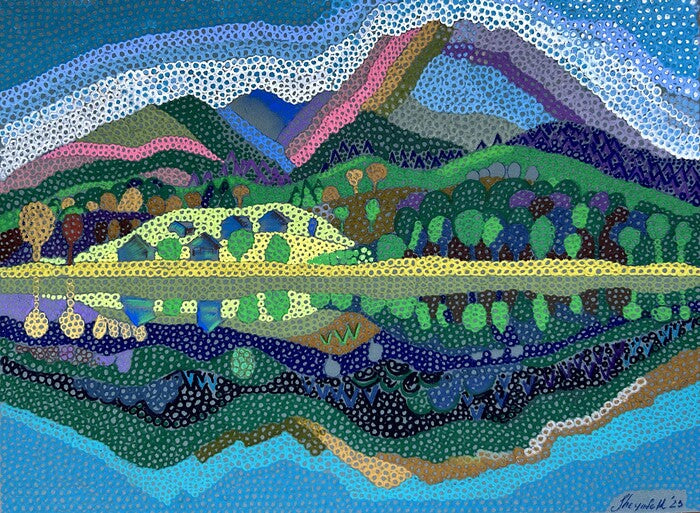 Magic Mountain 3, 2023, oil pastel on board, 19 x 24 in. / 48.26 x 60.96 cm.