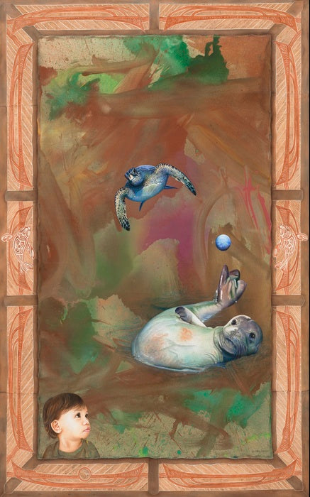 Manawai, 2014, mixed aquamedia on canvas, 36 x 24 in. / 91.44 x 60.96 cm.