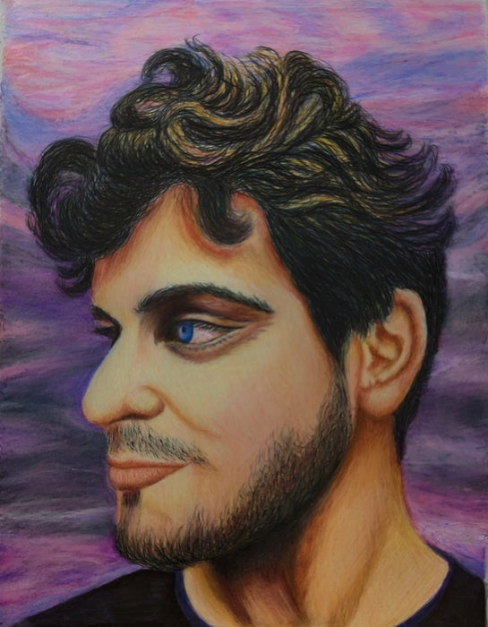 Maurilio, 2023, mixed media, 12 x 9 in. / 30.48 x 22.86 cm.